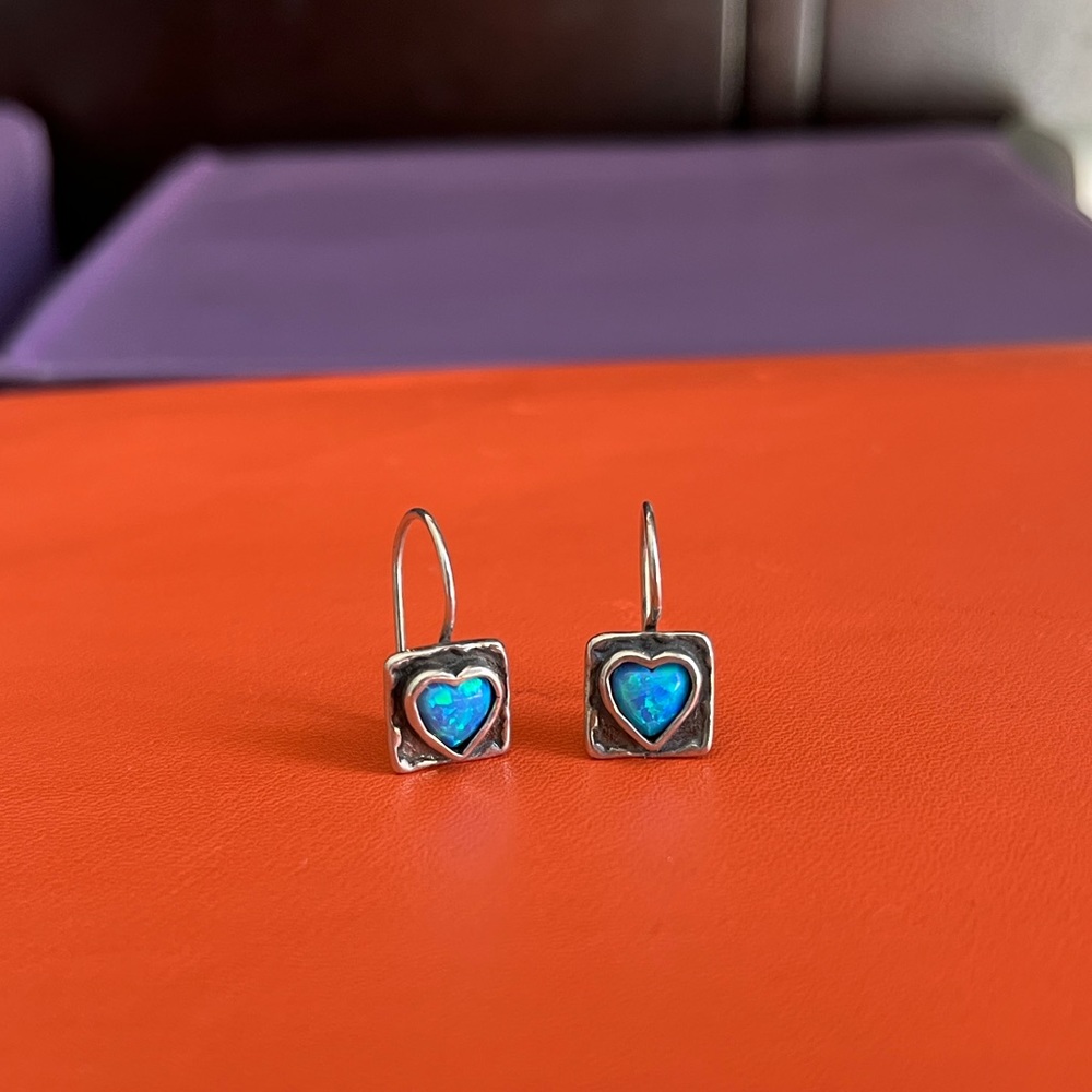 Opal earrings on sterling silver handmade